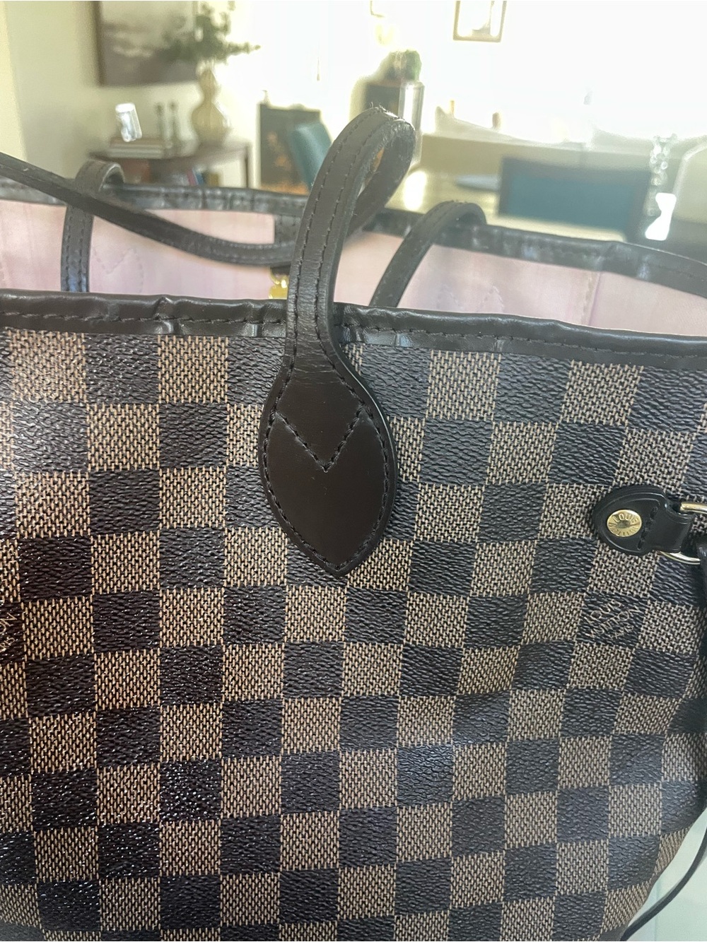 🌸authentic Louis Vuitton neverfull mm tote in damier ebene pink ballerine - Picture 2 of 10